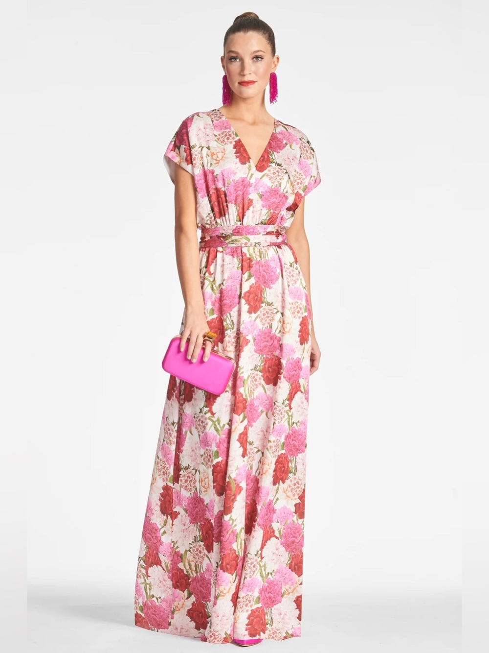 NWT NEW Sachin & Babi Leah Campo Di Fiore Floral Pink Chiffon Gown $365 | size 0